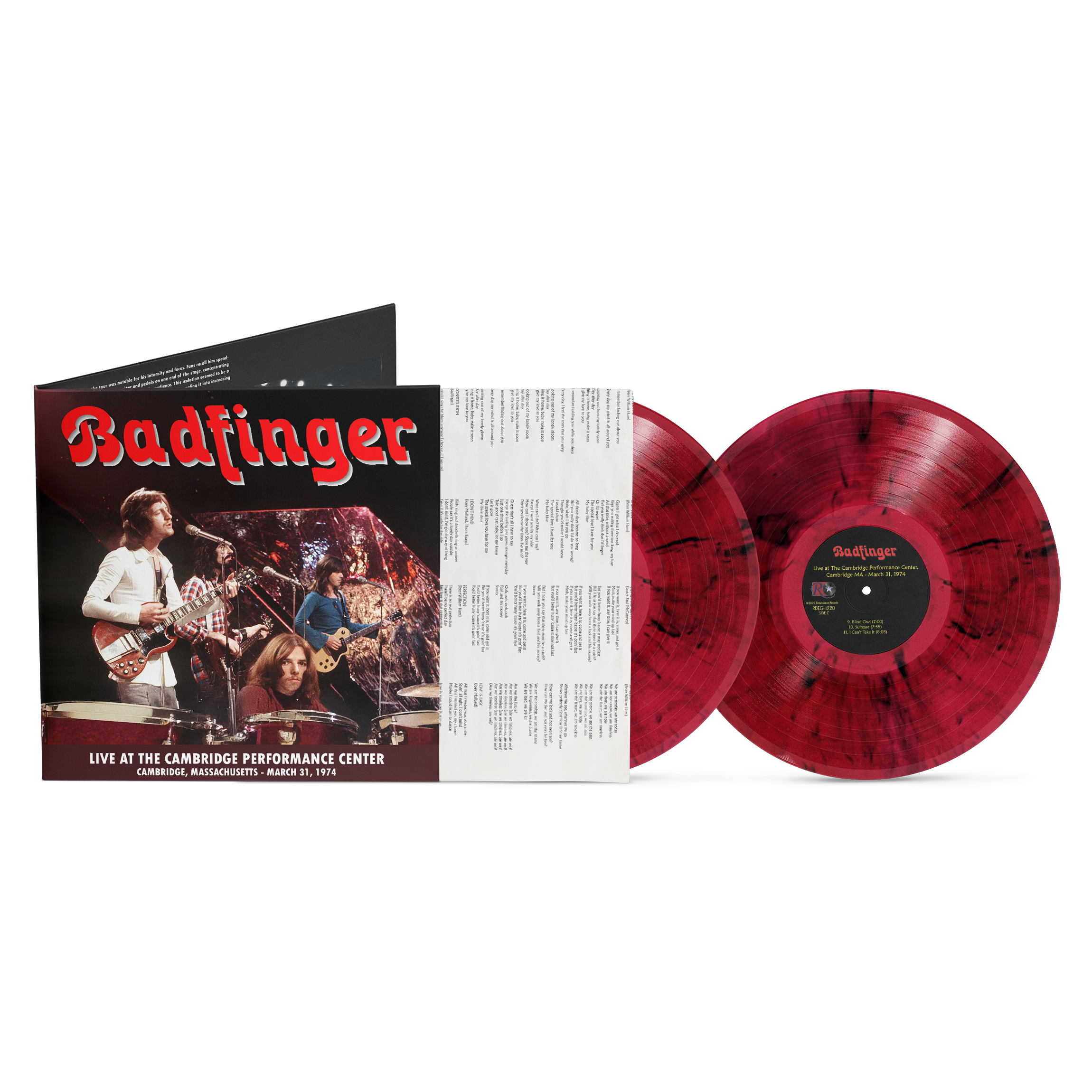 Badfinger - Live at the Cambridge Performance Center - Cambridge, Massachusetts March 31, 1974 [2LP] Red Swirl