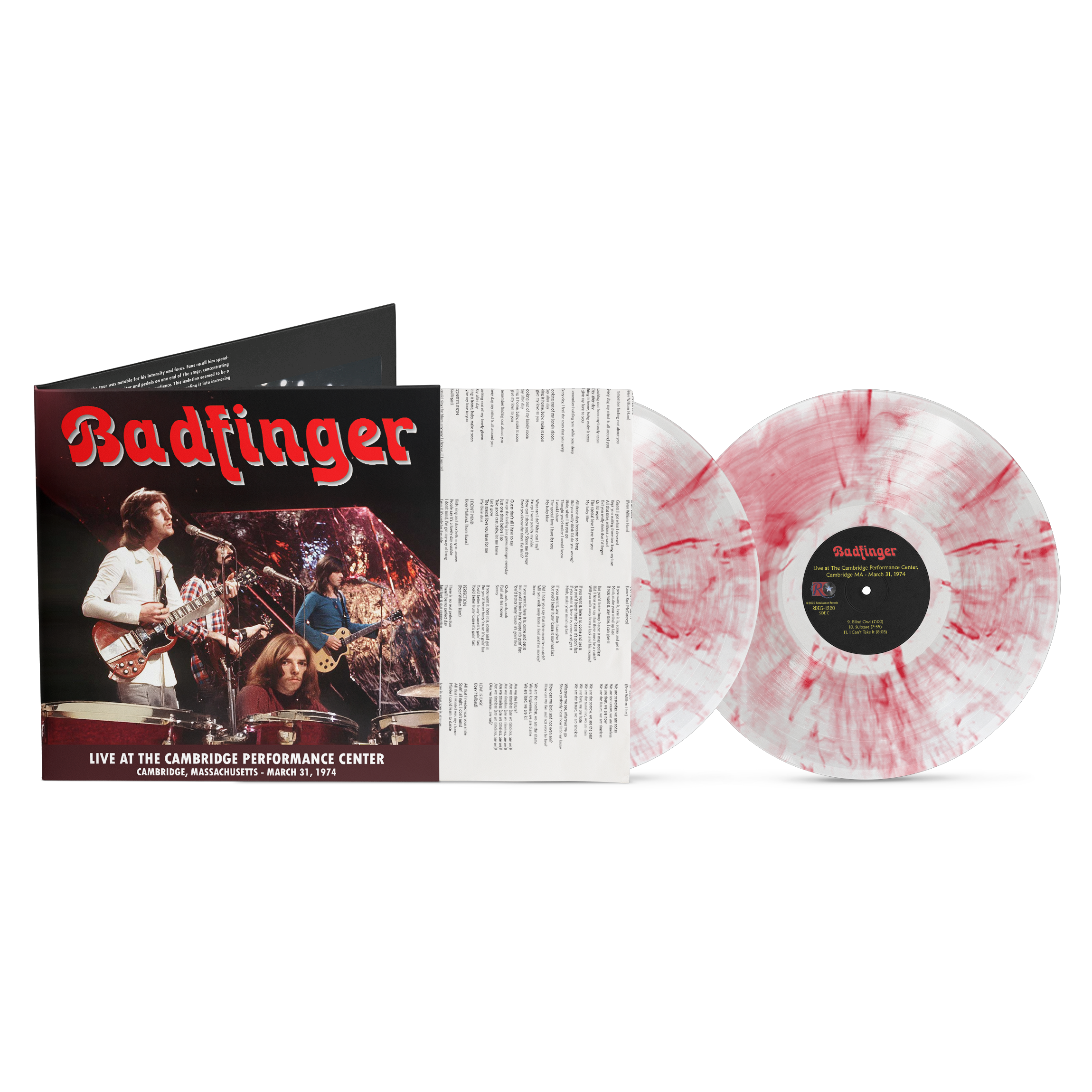 Badfinger - Live at the Cambridge Performance Center - Cambridge, Massachusetts March 31, 1974 [2LP] Frosted Red Swirl