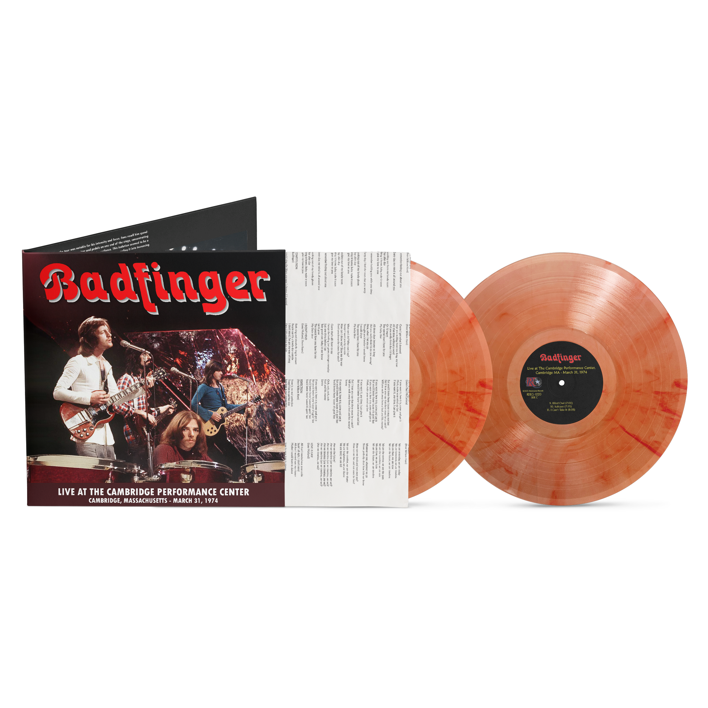 Badfinger - Live at the Cambridge Performance Center - Cambridge, Massachusetts March 31, 1974 [2LP] Frosted Red Swirl
